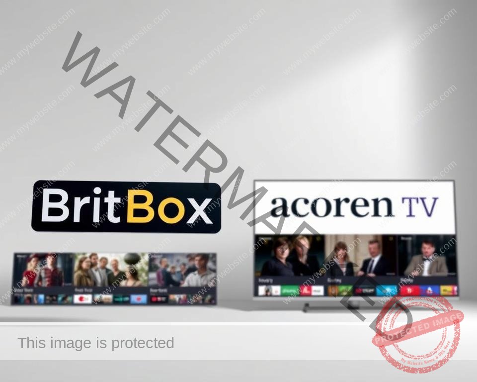 A side-by-side comparison of the BritBox and Acorn TV streaming platforms, set against a clean, modern backdrop. In the foreground, sleek, minimalist logos for each service hover in mid-air, casting subtle shadows. The middle ground features product screenshots, showcasing the breadth of content available - from classic British television to contemporary dramas. In the background, a subtle grid pattern adds structure and depth, while soft, directional lighting creates a sense of sophistication and professionalism. The overall composition conveys the premium, curated nature of these two leading options for accessing the best of British television.