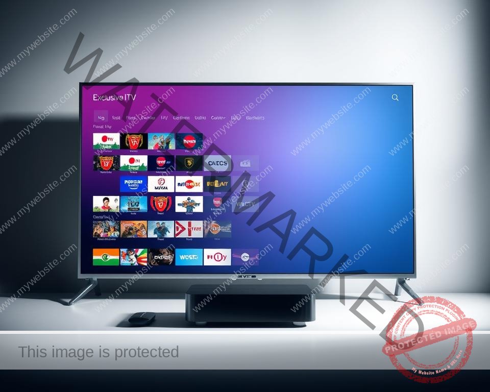 A sleek, high-definition television screen dominates the foreground, its crystal-clear display showcasing an array of vibrant, exclusive TV channels. The screen is surrounded by a minimalist, metallic frame that exudes a premium, futuristic aesthetic. In the middle ground, a sophisticated IPTV set-top box stands ready, its smooth, glossy surface hinting at the advanced technology within. The background is a serene, monochromatic environment, allowing the television and set-top box to take center stage and command attention. Dramatic lighting casts subtle shadows, accentuating the depth and dimension of the scene. The overall atmosphere is one of sophistication, exclusivity, and the promise of an exceptional viewing experience.